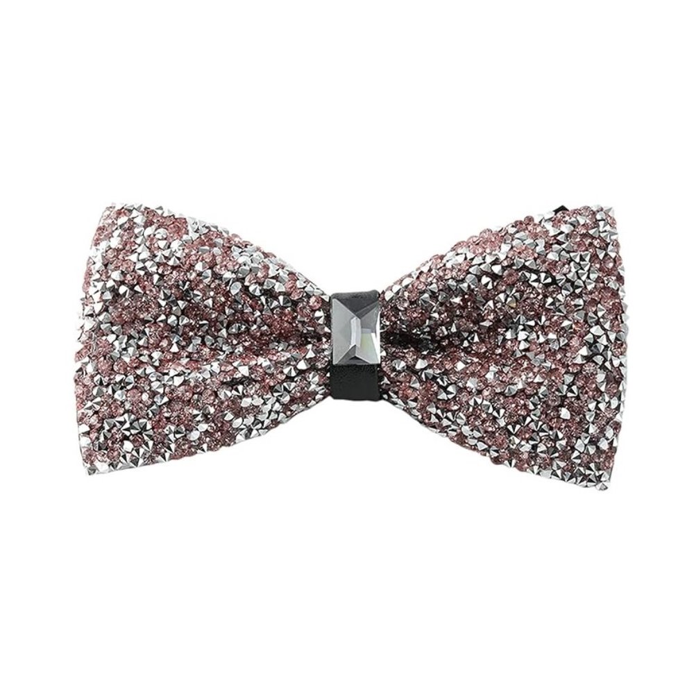 Mens Womens Rhinestone Bow Tie Satin Sequin Light Pink